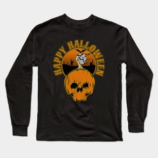 Happy Halloween- Skull Pumpkin design Long Sleeve T-Shirt